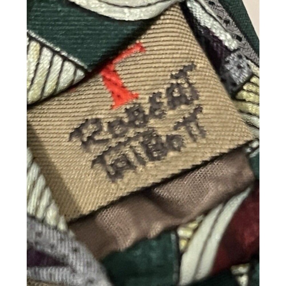 Talbott Studio Mark Shale Silk Tie Peacock Feather Green Burgundy USA Wide - Picture 6 of 7